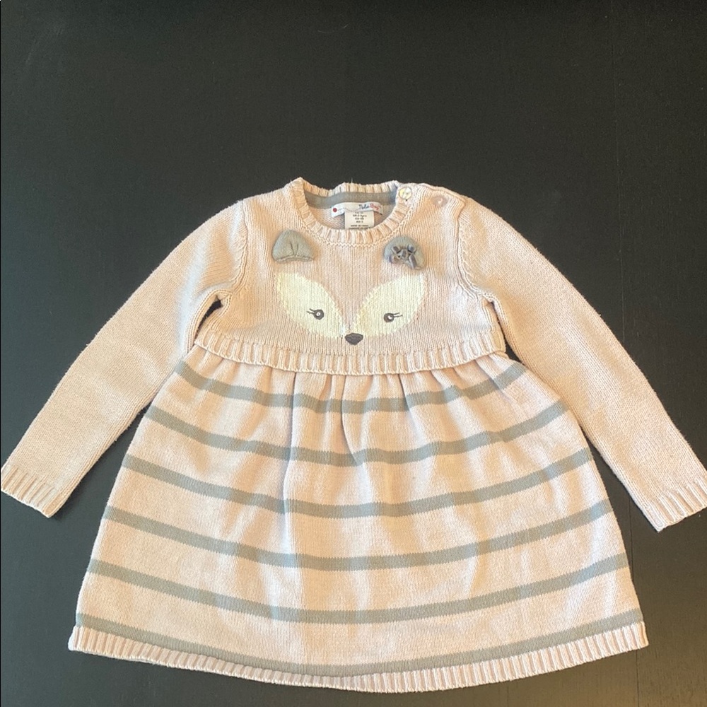 Nula Bug knitted dress with raccoon face and ears